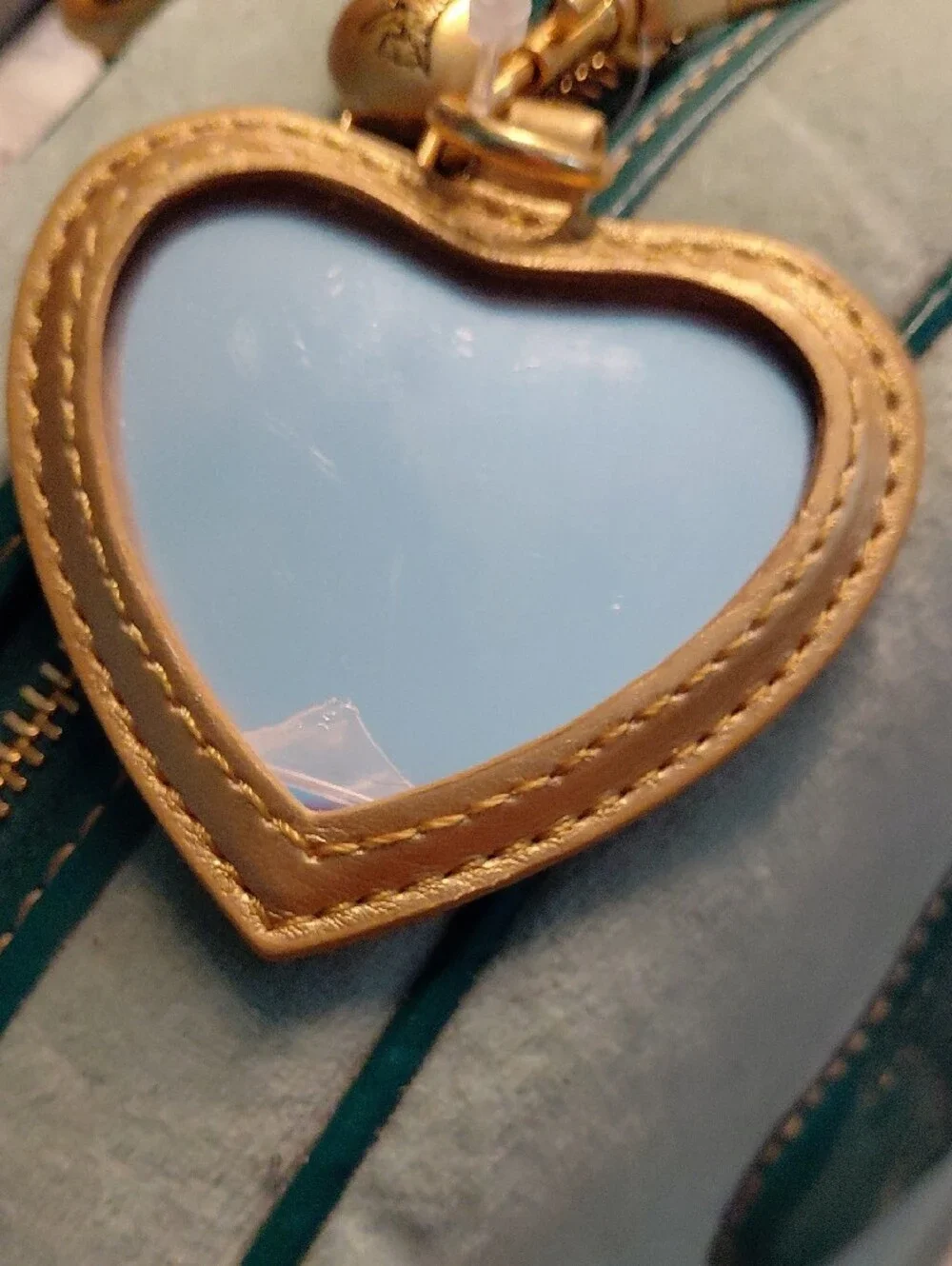 RARE P&G ERA VINTAGE Y2K Juicy Couture Mint and Teal Bowler Bag w/Charm & Mirror